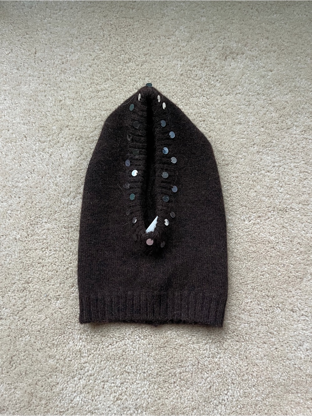 NWT Anthropologie Women’s Brown Embellished Knit Hood